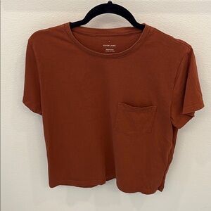 Everlane Brown Crop Top Short Sleeve Crew Neck